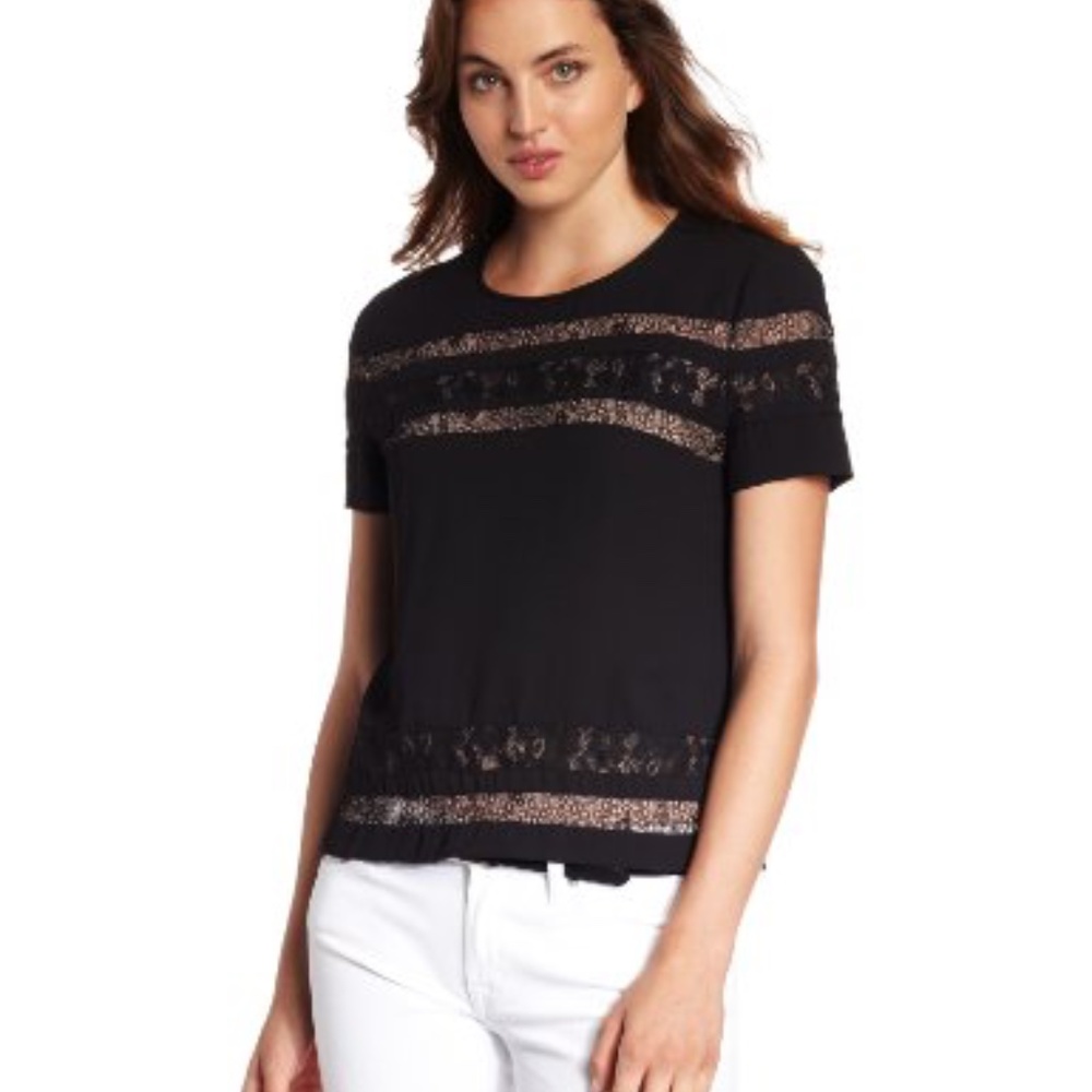 BCBG MAX AZRIA HAYDE Black Lace Top Small NEW